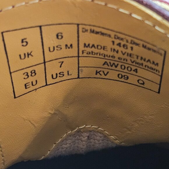 Dr Doc Martens Air Wair 1461 Lace Up Oxfords Burgundy Shoes Women's Size 7 Men 6 - Picture 13 of 13